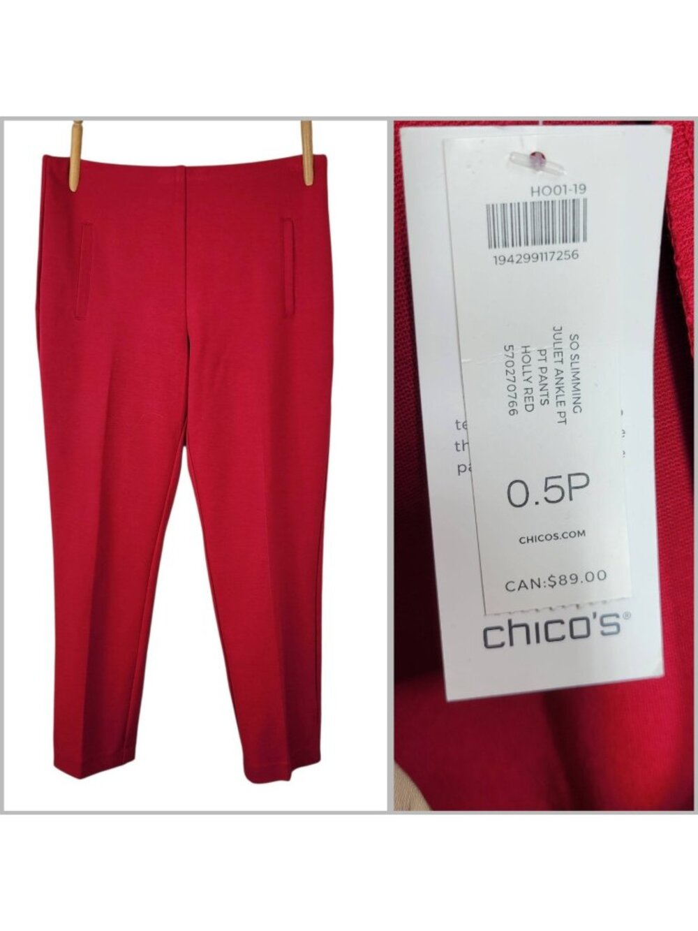 NEW Chicos Leggings So Slimming Sz .5 6 Petite Pull On Stretch Juliette Ankle